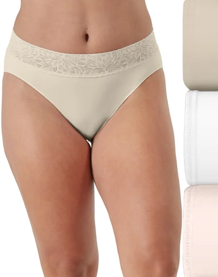 Modern Seamless Lace Trim Hi-Cut Underwear, 3-Pack