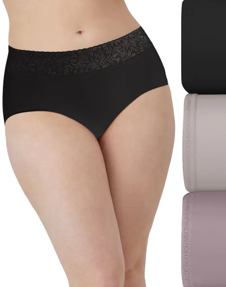 Modern Seamless Lace Trim Brief Underwear, 3-Pack