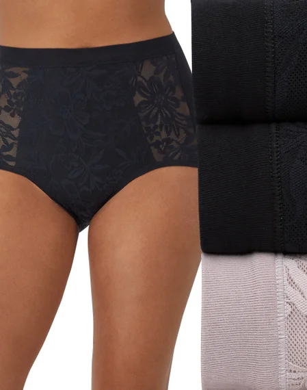 Bali Breathe Cotton Modal Lace High Rise Brief, 3-Pack